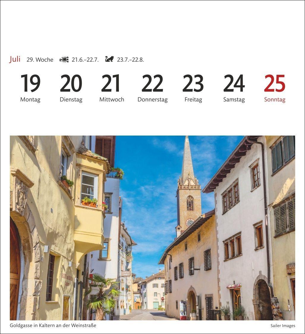 Beispielinhalt (Bild) Südtirol Sehnsuchtskalender 2027 - Wochenkalender mit 53 Postkarten