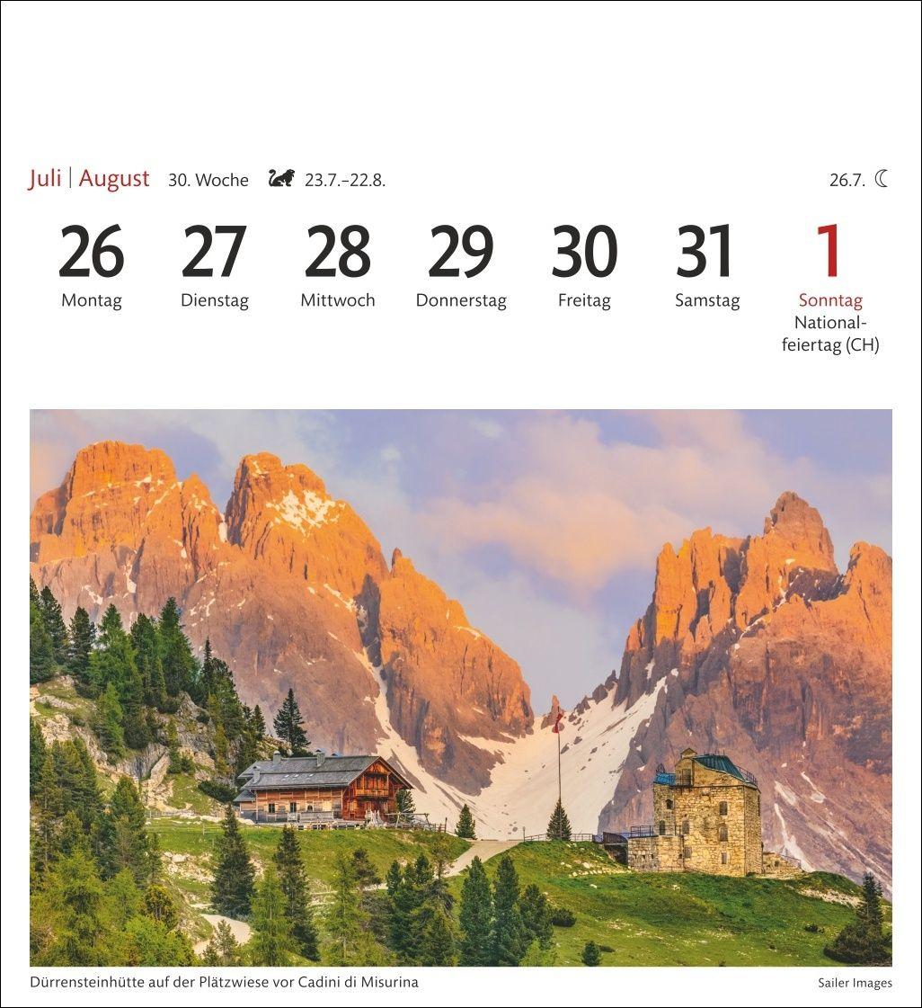 Beispielinhalt (Bild) Südtirol Sehnsuchtskalender 2027 - Wochenkalender mit 53 Postkarten