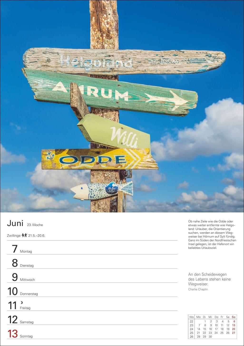 Beispielinhalt (Bild) Deutsche Küsten Wochenplaner 2027 - Eine Reise in 53 Bildern