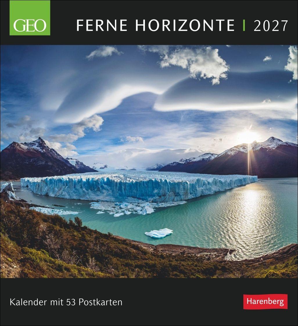 Vorderes Coverbild GEO Ferne Horizonte Postkartenkalender 2027 - Wochenkalender mit 53 Postkarten