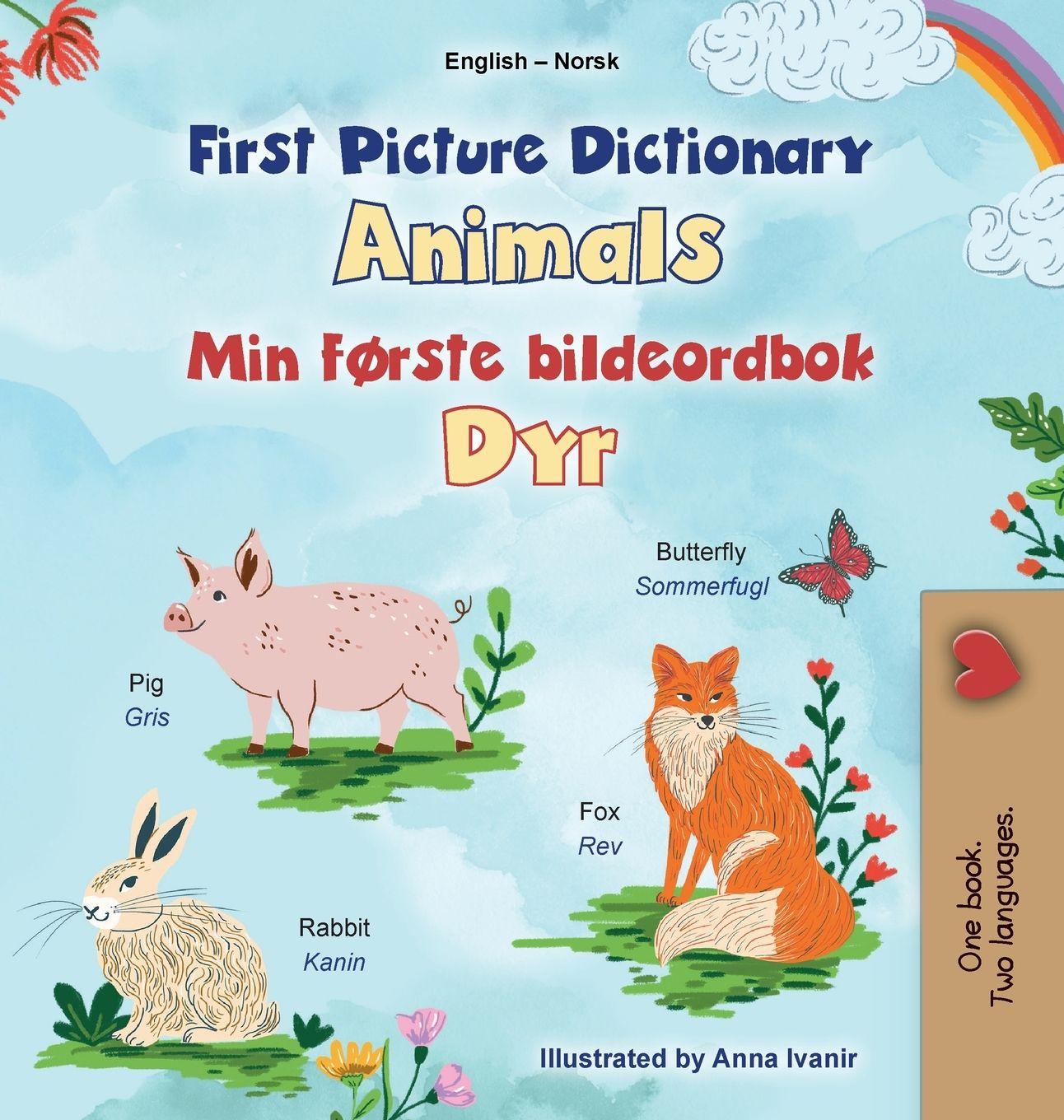 Vorderes Coverbild First Picture Dictionary - Animals (English Norwegian Bilingual Children's Book)