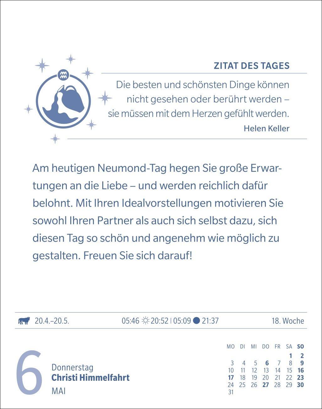 Beispielinhalt (Bild) Wassermann Sternzeichenkalender 2027 - Tagesabreißkalender - Ihr Horoskop für jeden Tag