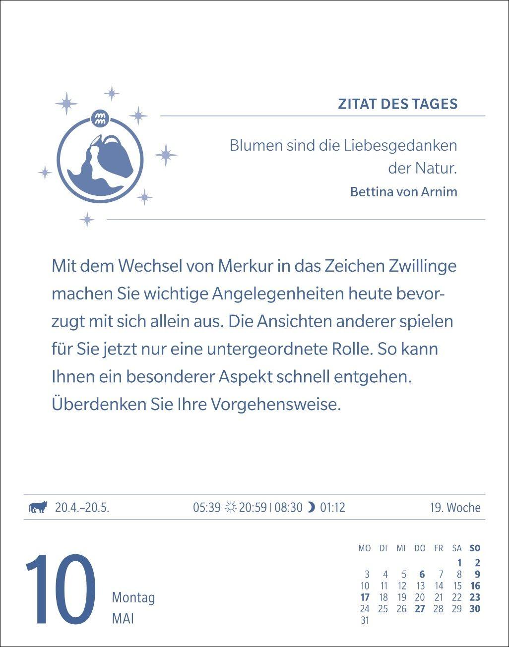 Beispielinhalt (Bild) Wassermann Sternzeichenkalender 2027 - Tagesabreißkalender - Ihr Horoskop für jeden Tag