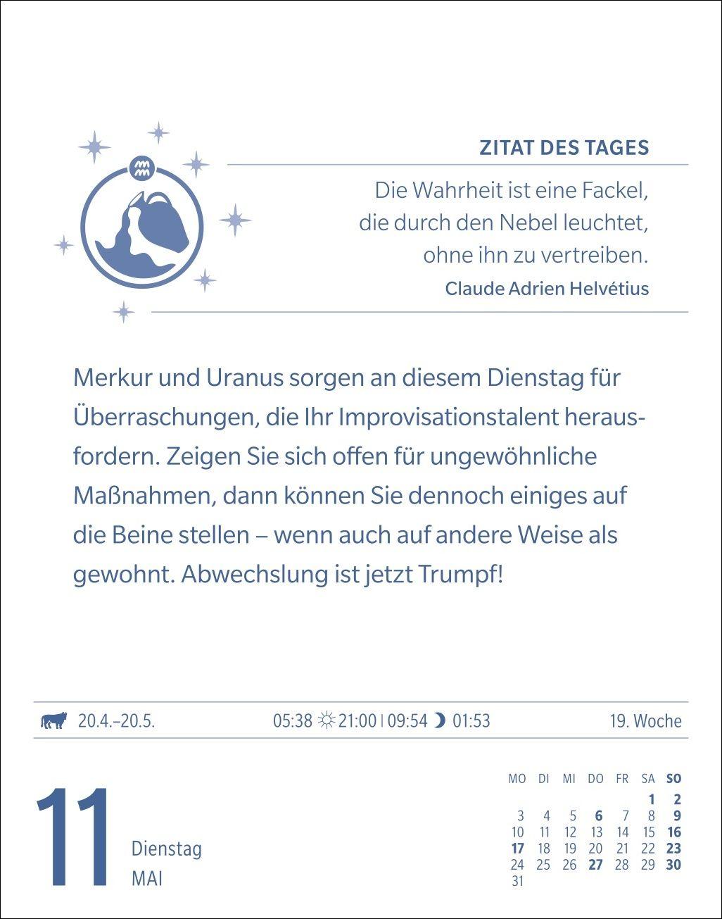 Beispielinhalt (Bild) Wassermann Sternzeichenkalender 2027 - Tagesabreißkalender - Ihr Horoskop für jeden Tag