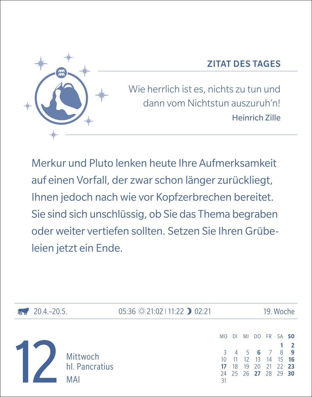 Beispielinhalt (Bild) Wassermann Sternzeichenkalender 2027 - Tagesabreißkalender - Ihr Horoskop für jeden Tag