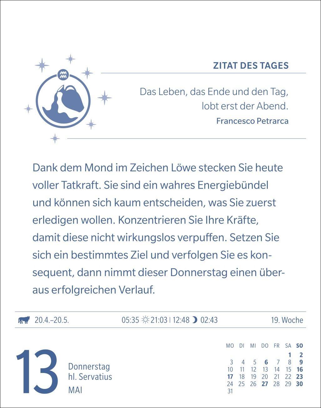 Beispielinhalt (Bild) Wassermann Sternzeichenkalender 2027 - Tagesabreißkalender - Ihr Horoskop für jeden Tag