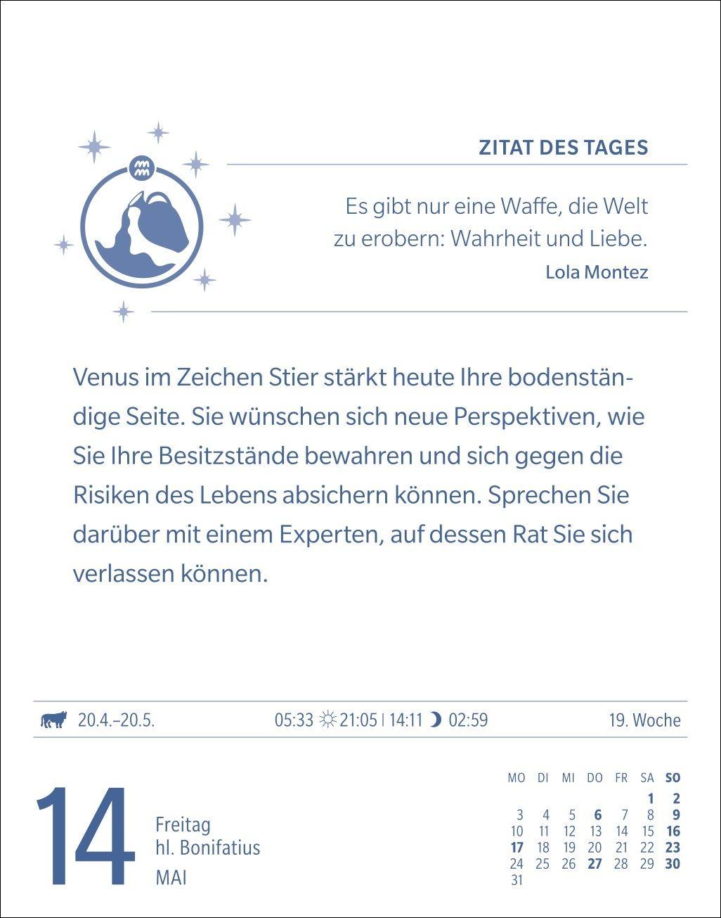 Beispielinhalt (Bild) Wassermann Sternzeichenkalender 2027 - Tagesabreißkalender - Ihr Horoskop für jeden Tag