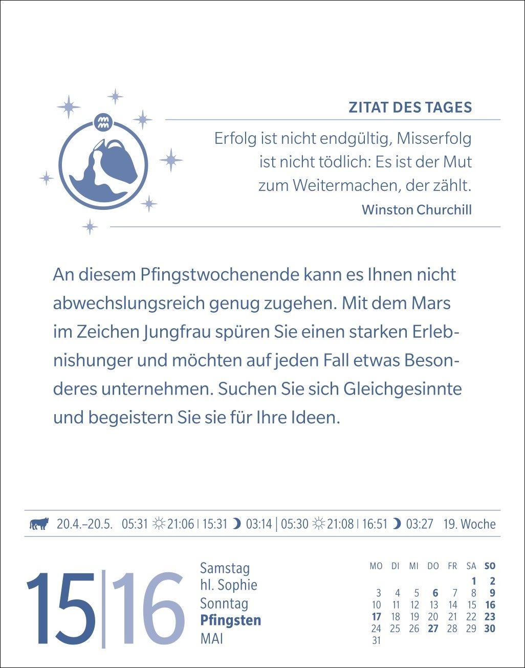 Beispielinhalt (Bild) Wassermann Sternzeichenkalender 2027 - Tagesabreißkalender - Ihr Horoskop für jeden Tag