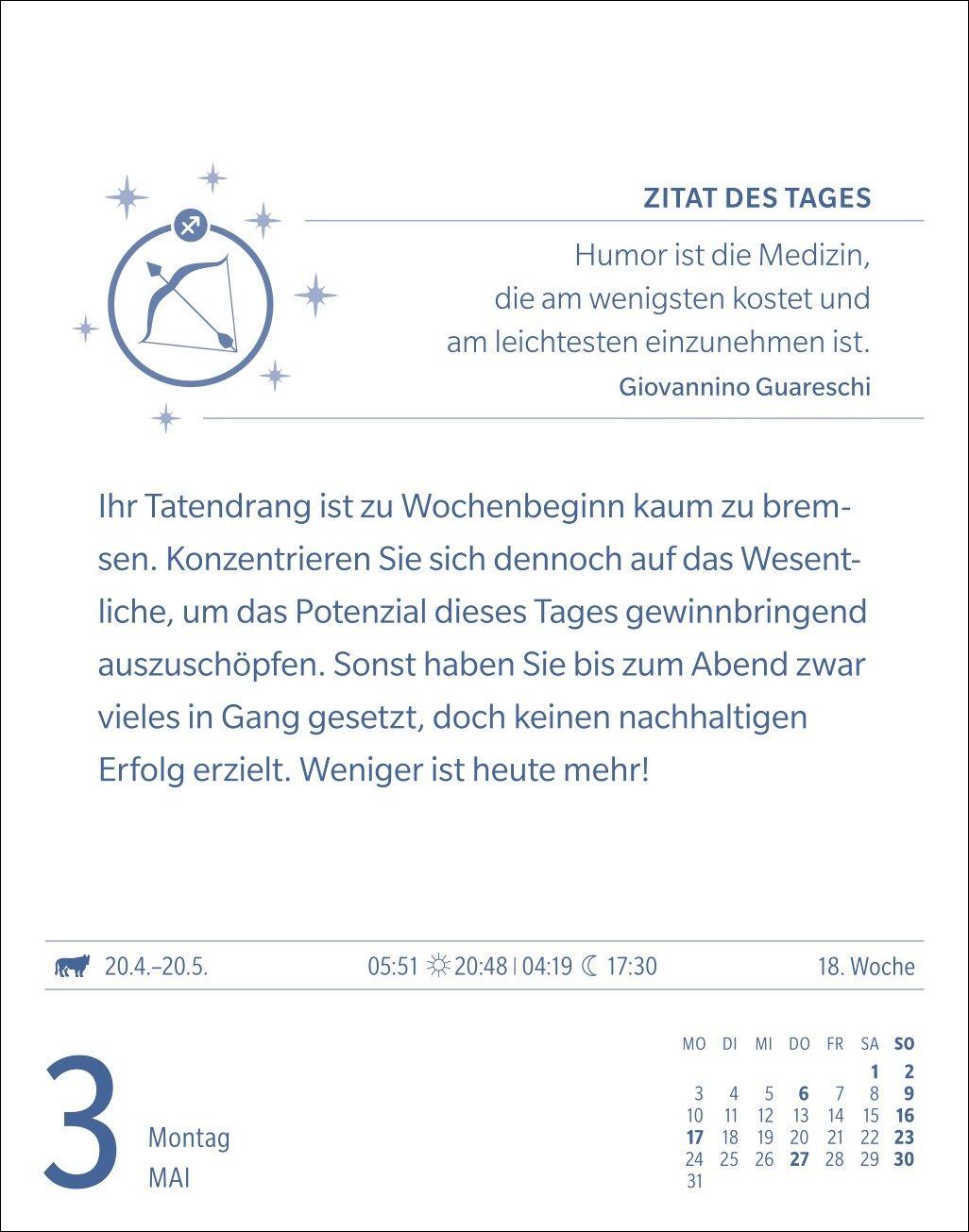 Beispielinhalt (Bild) Schütze Sternzeichenkalender 2027 - Tagesabreißkalender - Ihr Horoskop für jeden Tag