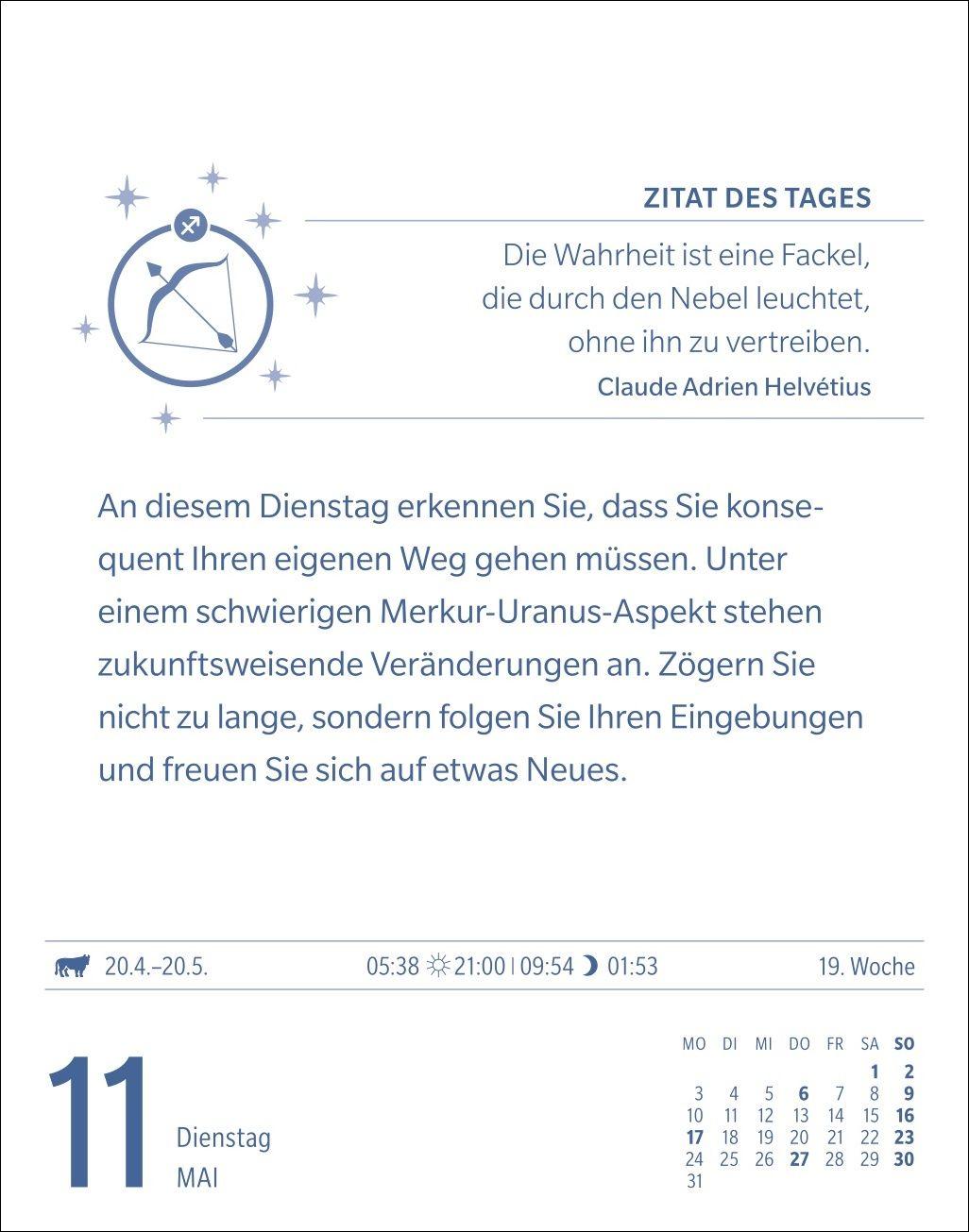 Beispielinhalt (Bild) Schütze Sternzeichenkalender 2027 - Tagesabreißkalender - Ihr Horoskop für jeden Tag