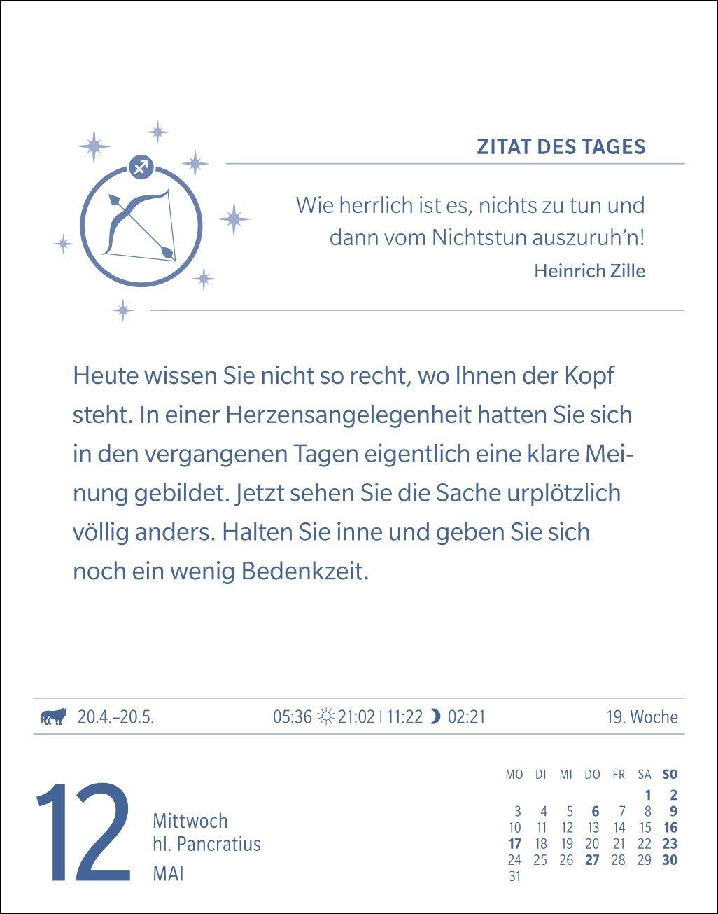 Beispielinhalt (Bild) Schütze Sternzeichenkalender 2027 - Tagesabreißkalender - Ihr Horoskop für jeden Tag
