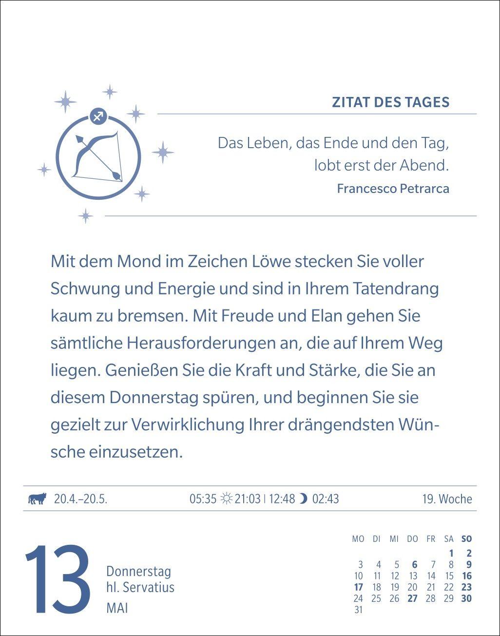 Beispielinhalt (Bild) Schütze Sternzeichenkalender 2027 - Tagesabreißkalender - Ihr Horoskop für jeden Tag