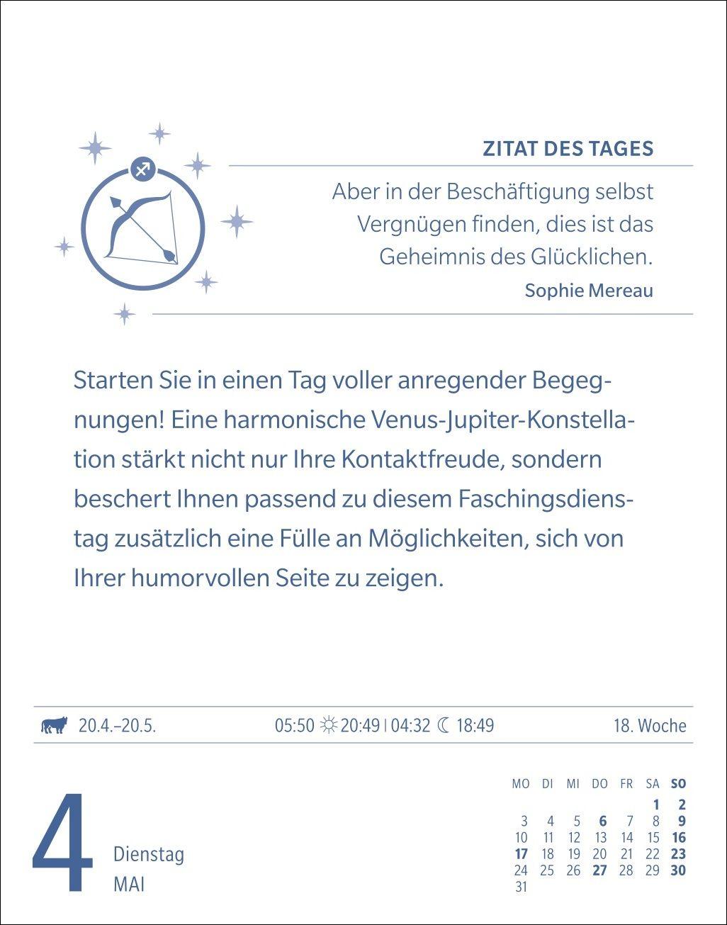 Beispielinhalt (Bild) Schütze Sternzeichenkalender 2027 - Tagesabreißkalender - Ihr Horoskop für jeden Tag