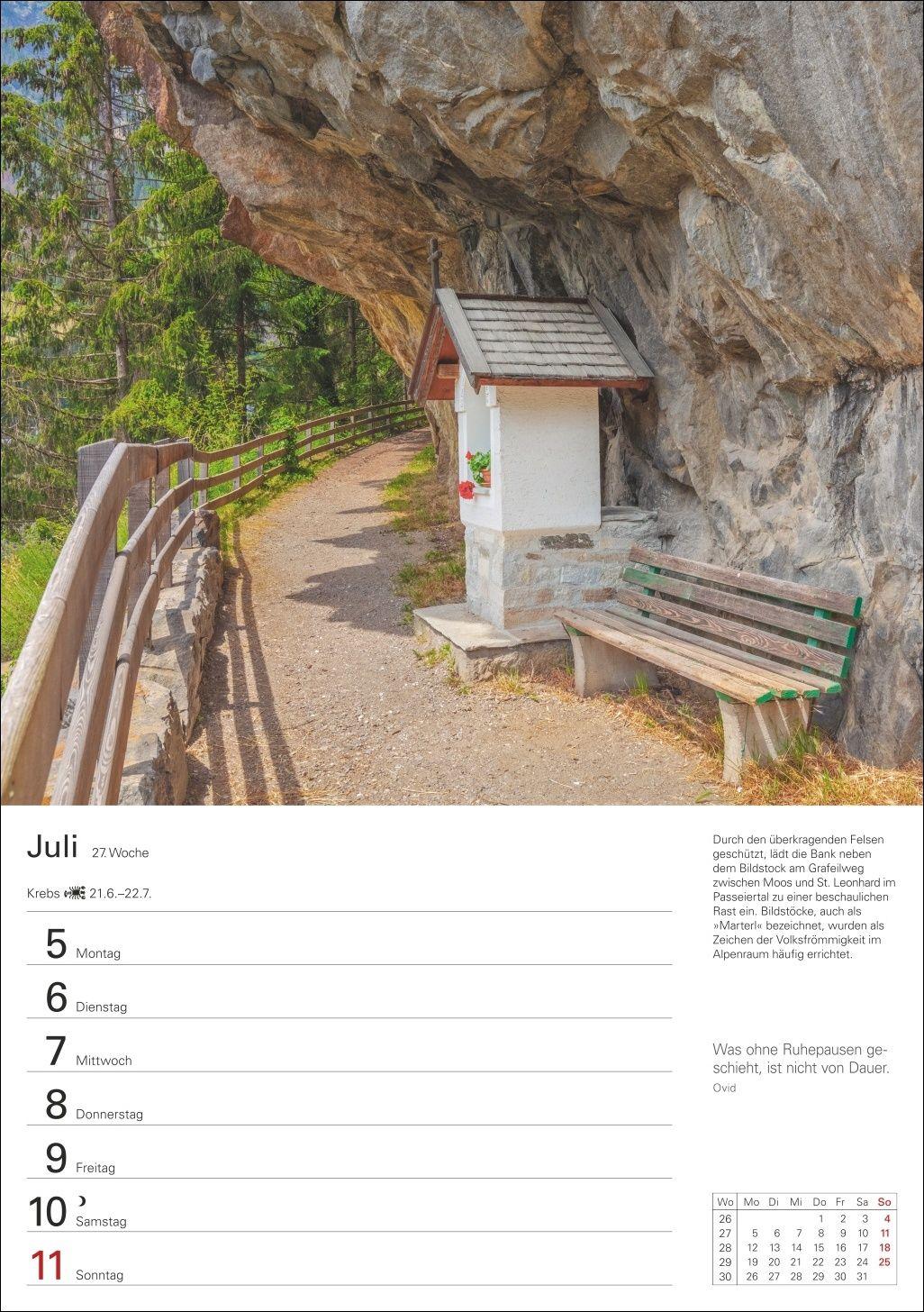 Beispielinhalt (Bild) Südtirol Wochenplaner 2027 - Eine Reise in 53 Bildern