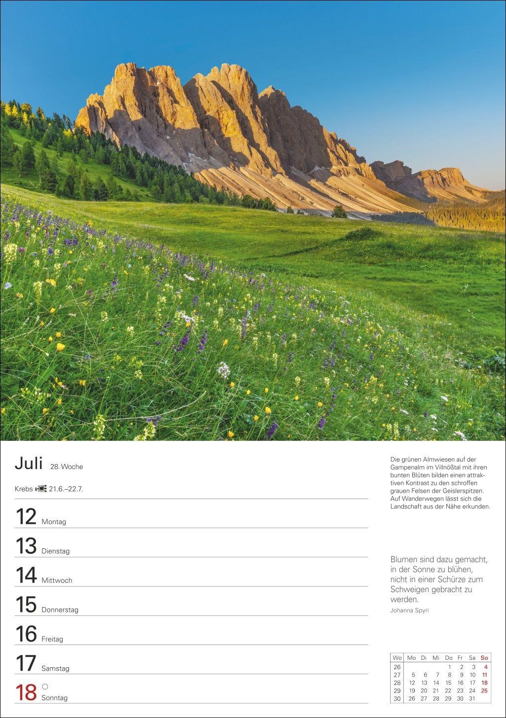 Beispielinhalt (Bild) Südtirol Wochenplaner 2027 - Eine Reise in 53 Bildern