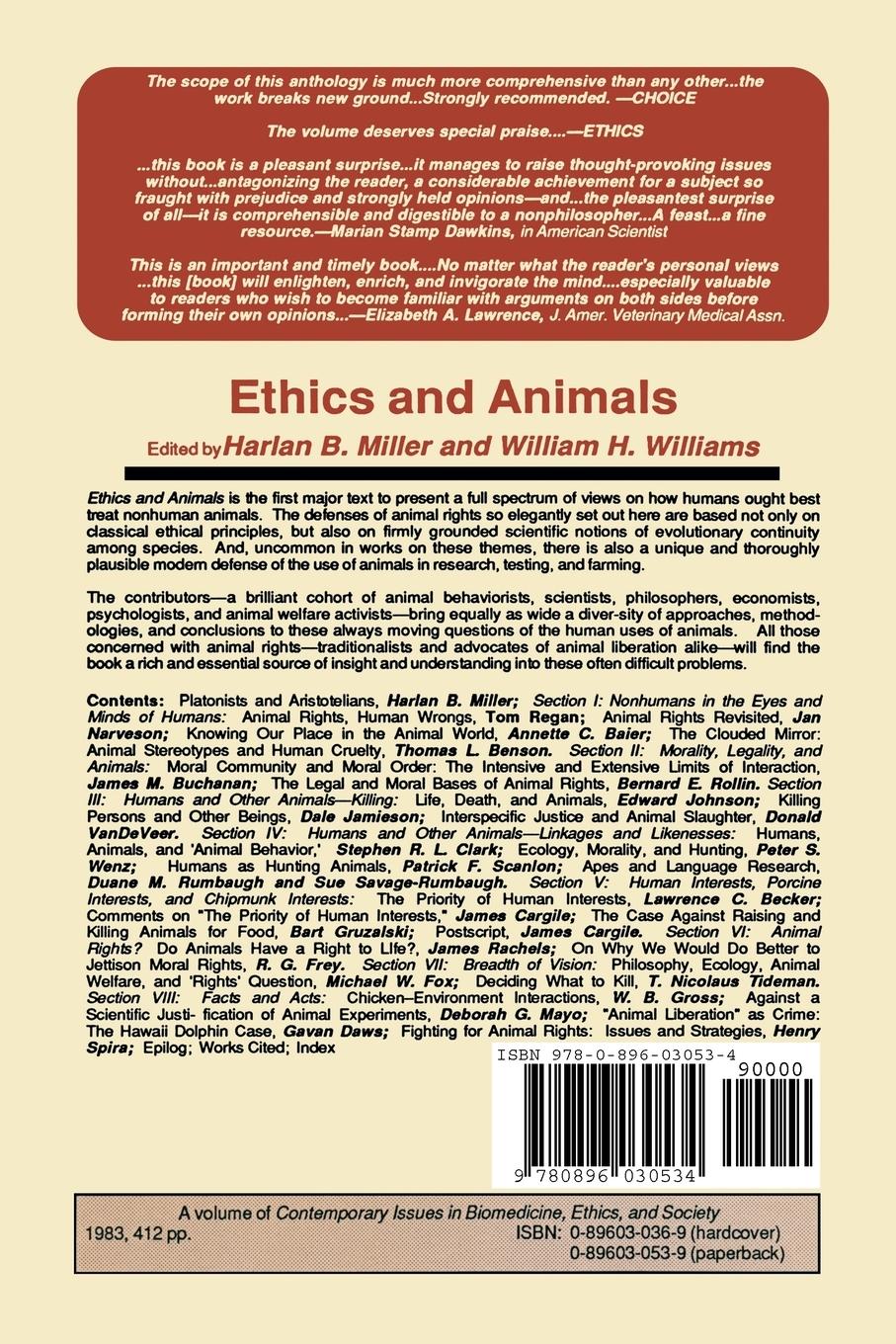 Rückseitencover Ethics and Animals