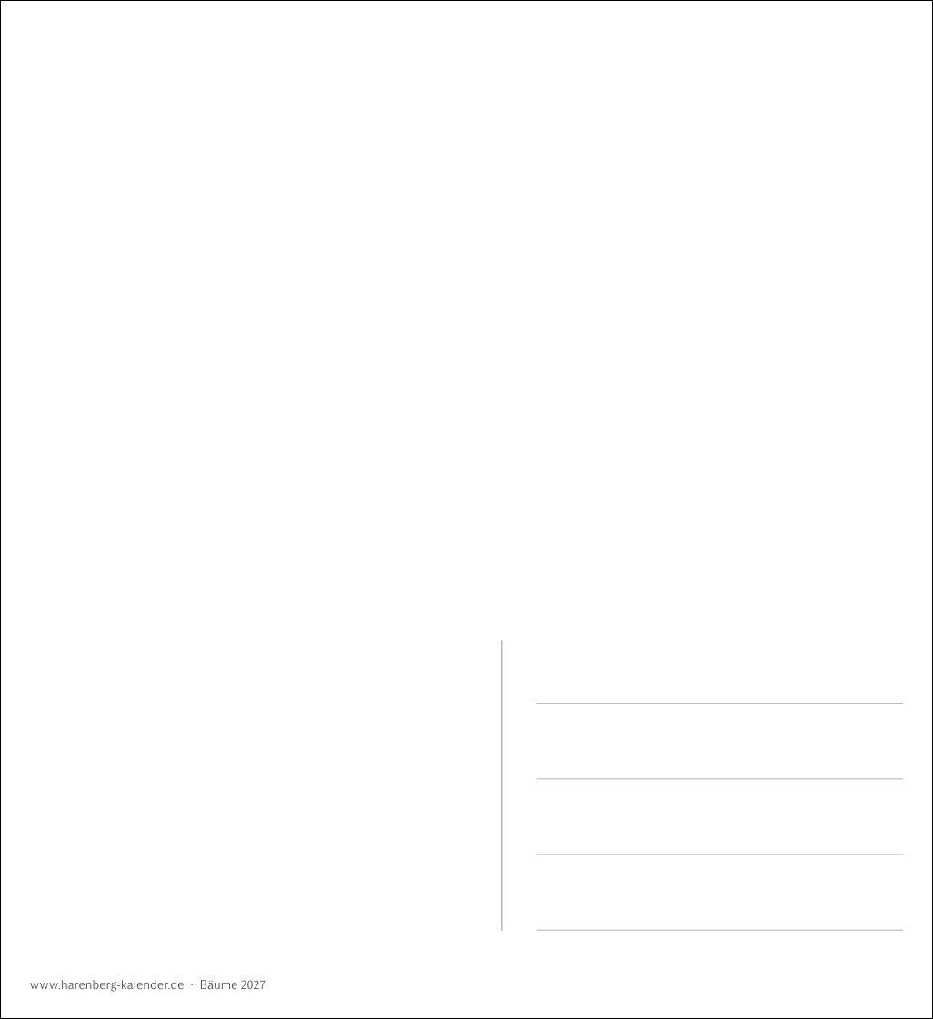 Beispielinhalt (Bild) Bäume Postkartenkalender 2027 - Wochenkalender mit 53 Postkarten