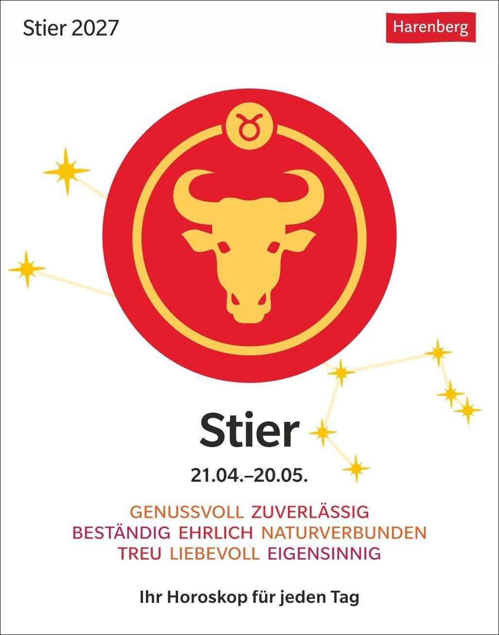 Vorderes Coverbild Stier Sternzeichenkalender 2027 - Tagesabreißkalender - Ihr Horoskop für jeden Tag