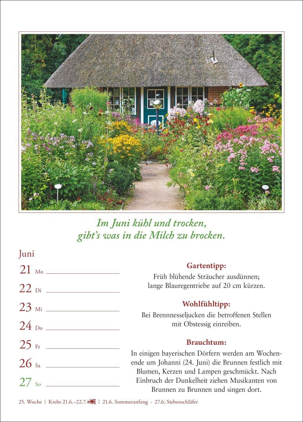 Beispielinhalt (Bild) Bauernweisheiten Wochenkalender 2027 - Bauernregeln, Brauchtum, Gartentipps, Haushaltstipps