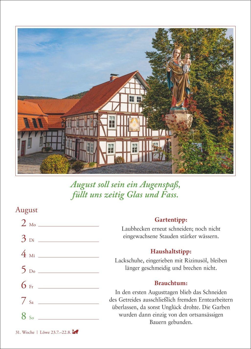 Beispielinhalt (Bild) Bauernweisheiten Wochenkalender 2027 - Bauernregeln, Brauchtum, Gartentipps, Haushaltstipps