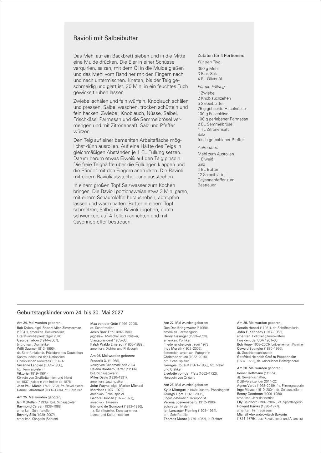 Beispielinhalt (Bild) Küchenkalender Wochenplaner 2027 - 53 inspirierende Fotografien