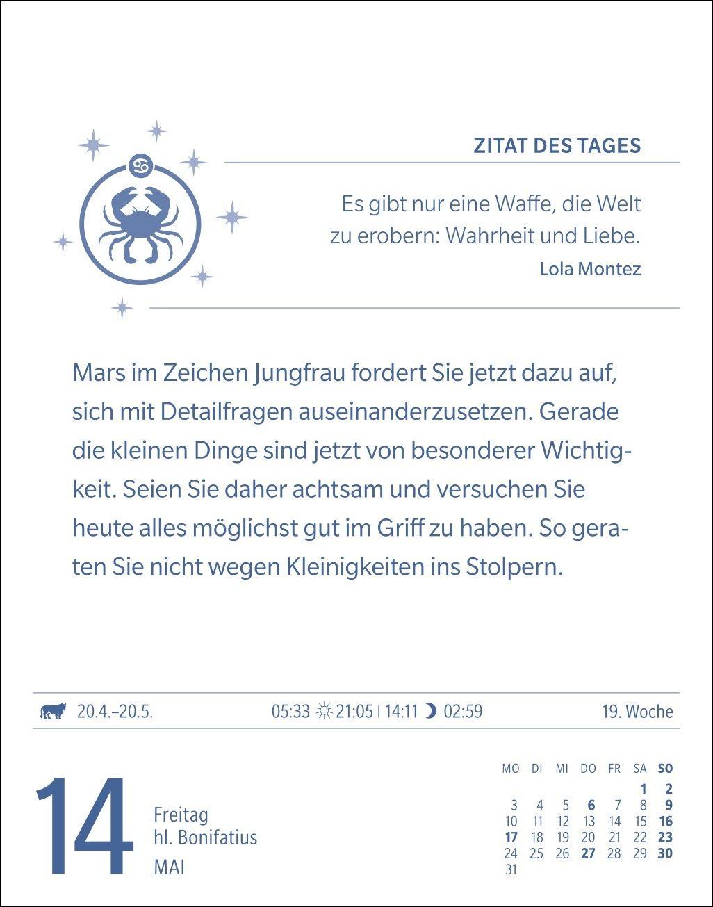 Beispielinhalt (Bild) Krebs Sternzeichenkalender 2027 - Tagesabreißkalender - Ihr Horoskop für jeden Tag