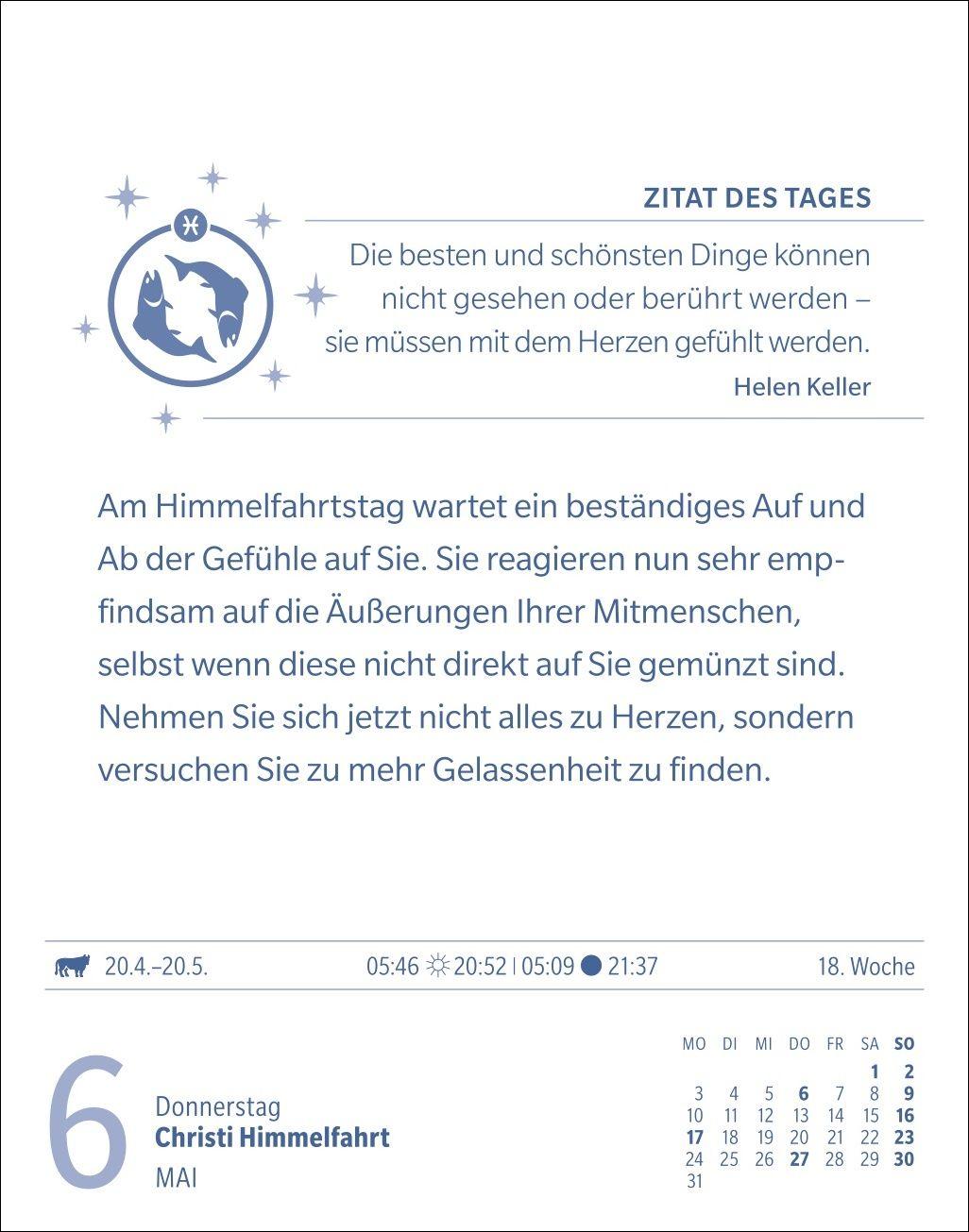 Beispielinhalt (Bild) Fische Sternzeichenkalender 2027 - Tagesabreißkalender - Ihr Horoskop für jeden Tag