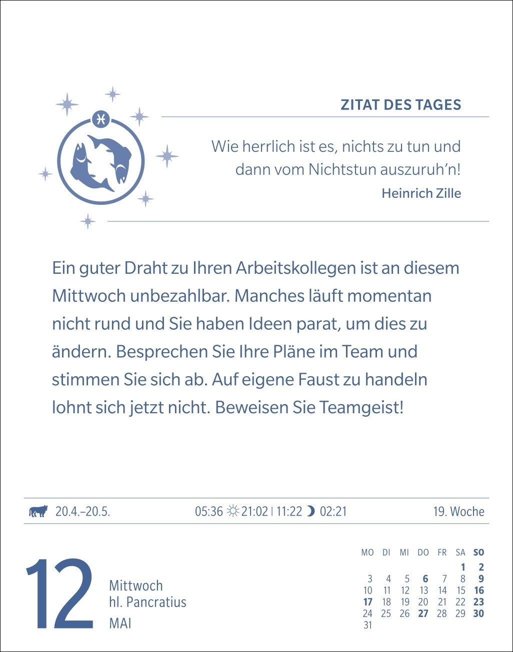 Beispielinhalt (Bild) Fische Sternzeichenkalender 2027 - Tagesabreißkalender - Ihr Horoskop für jeden Tag
