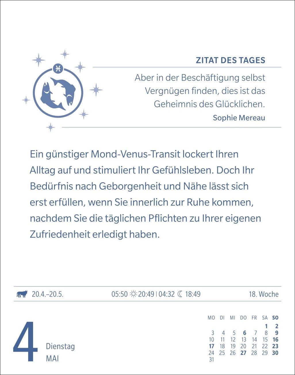 Beispielinhalt (Bild) Fische Sternzeichenkalender 2027 - Tagesabreißkalender - Ihr Horoskop für jeden Tag