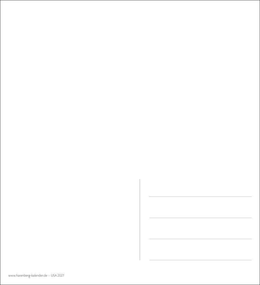 Beispielinhalt (Bild) USA Sehnsuchtskalender 2027 - Wochenkalender mit 53 Postkarten