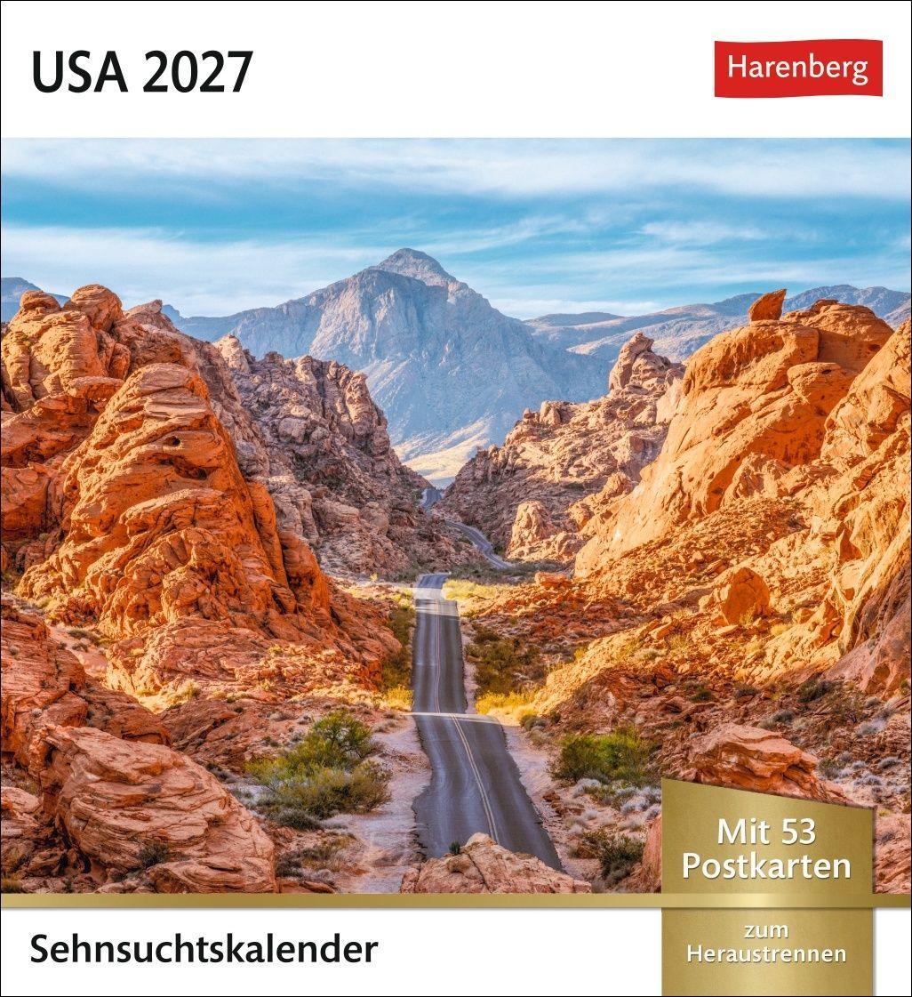 Vorderes Coverbild USA Sehnsuchtskalender 2027 - Wochenkalender mit 53 Postkarten