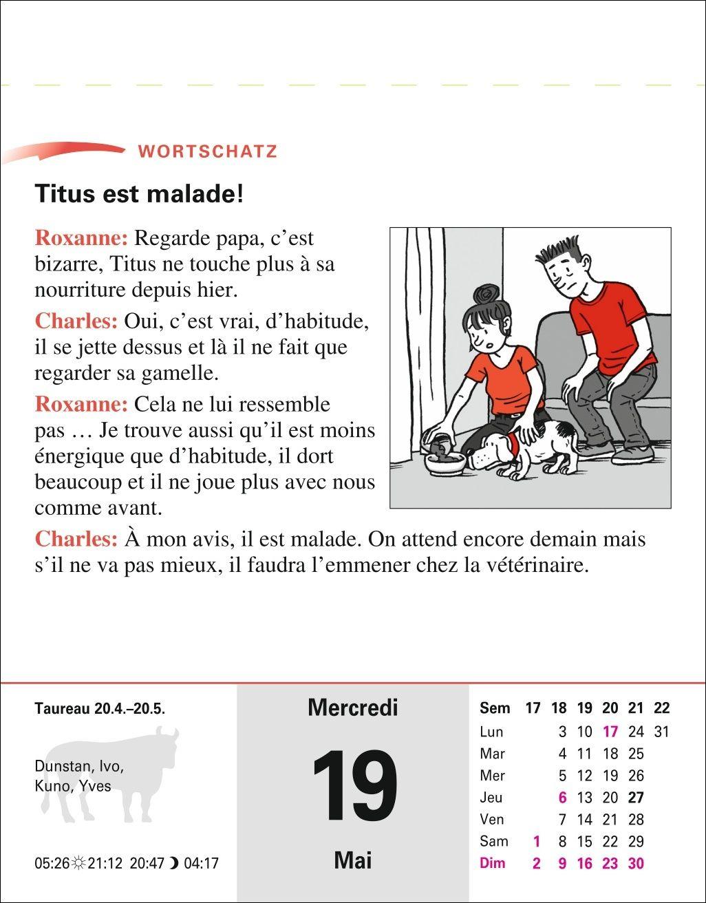 Beispielinhalt (Bild) Französisch Sprachkalender 2027 - Französisch lernen leicht gemacht - Tagesabreißkalender