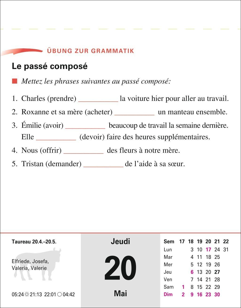 Beispielinhalt (Bild) Französisch Sprachkalender 2027 - Französisch lernen leicht gemacht - Tagesabreißkalender