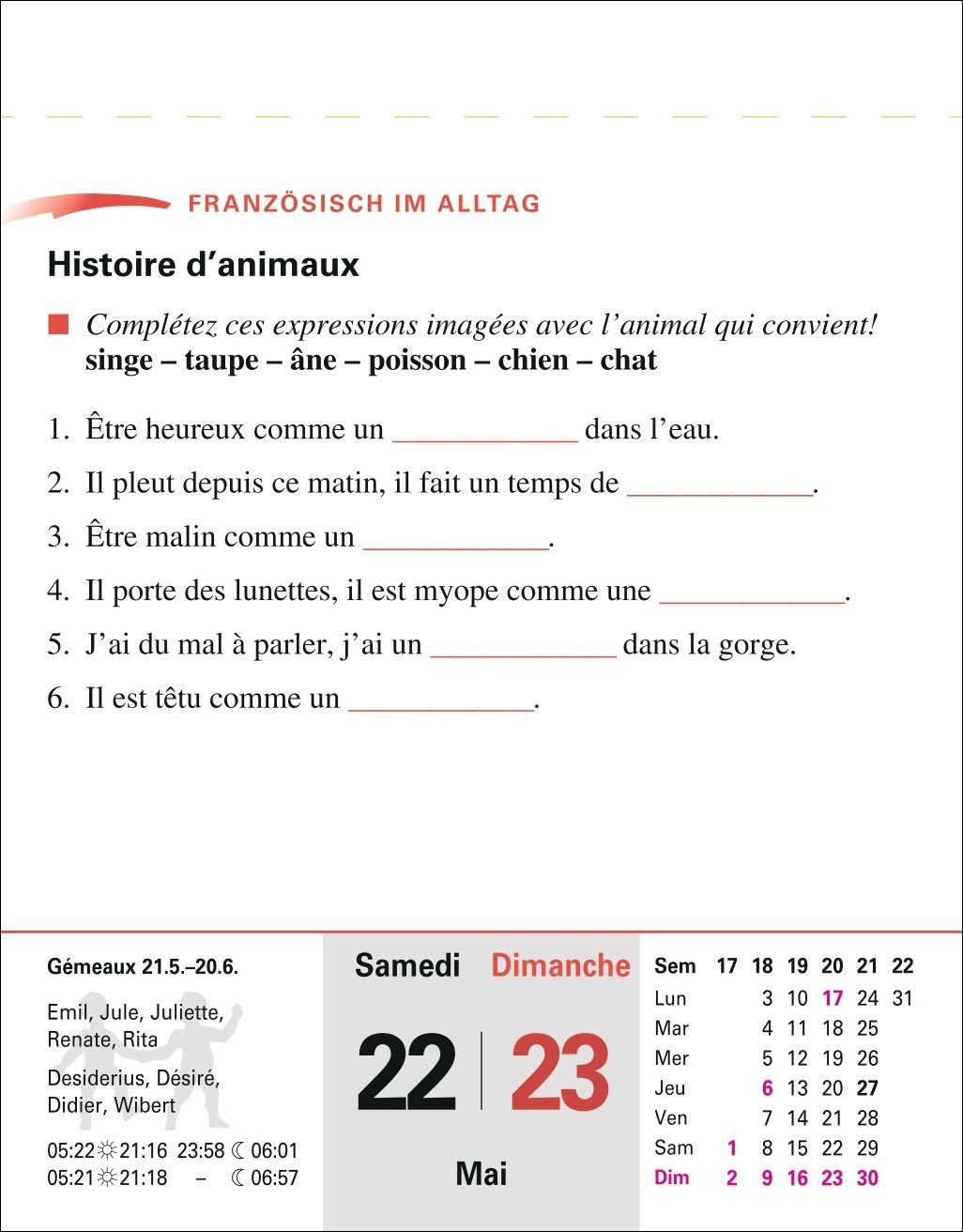 Beispielinhalt (Bild) Französisch Sprachkalender 2027 - Französisch lernen leicht gemacht - Tagesabreißkalender