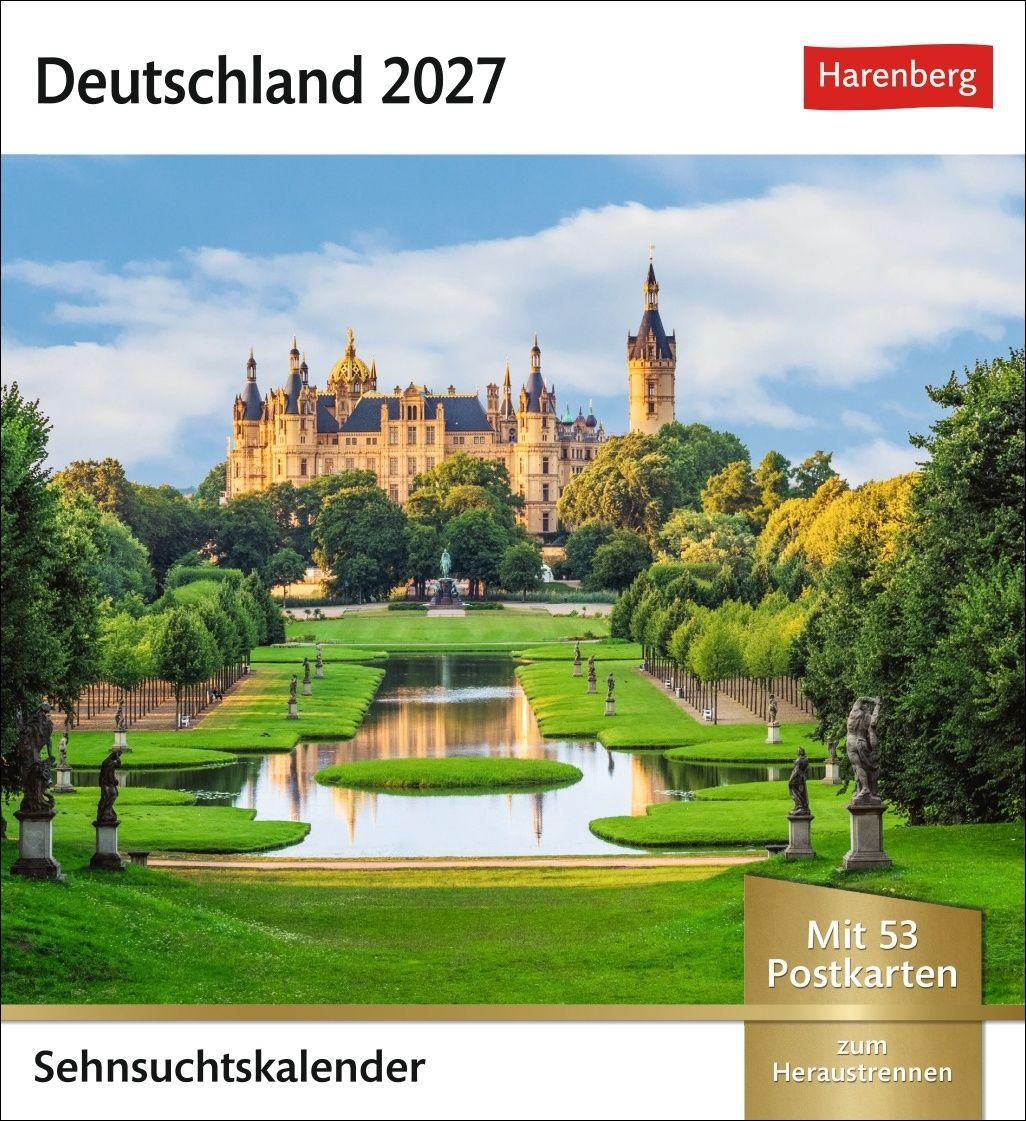 Vorderes Coverbild Deutschland Sehnsuchtskalender 2027 - Wochenkalender mit 53 Postkarten