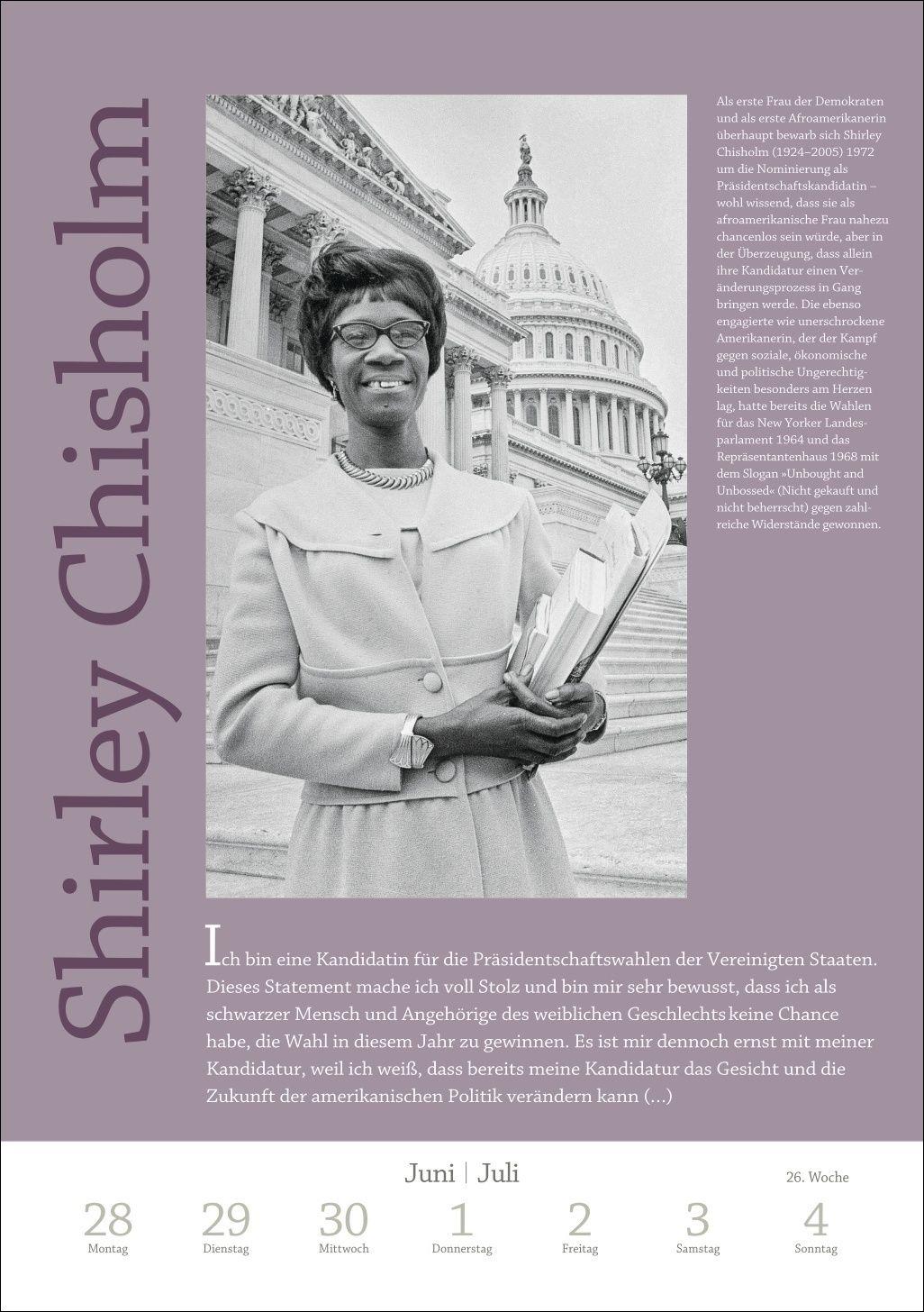 Beispielinhalt (Bild) Ich bin Ich Wochen-Kulturkalender 2027 - Gedanken berühmter Frauen