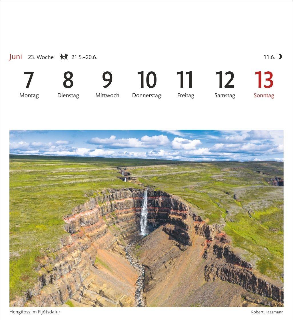 Beispielinhalt (Bild) Island Sehnsuchtskalender 2027 - Wochenkalender mit 53 Postkarten