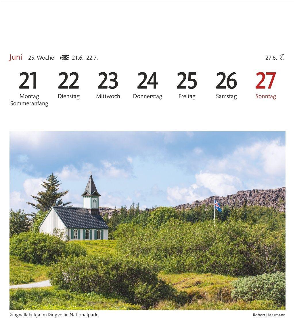 Beispielinhalt (Bild) Island Sehnsuchtskalender 2027 - Wochenkalender mit 53 Postkarten