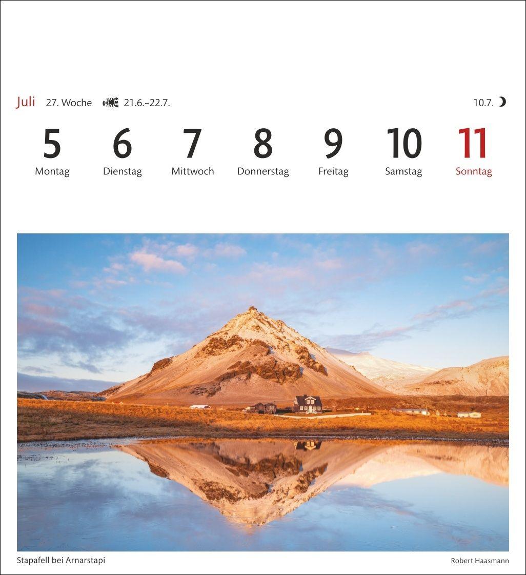 Beispielinhalt (Bild) Island Sehnsuchtskalender 2027 - Wochenkalender mit 53 Postkarten