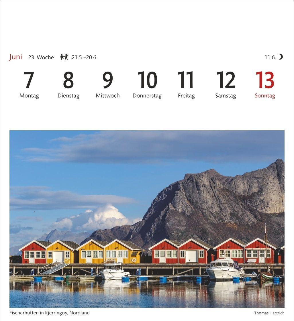 Beispielinhalt (Bild) Norwegen Sehnsuchtskalender 2027 - Wochenkalender mit 53 Postkarten