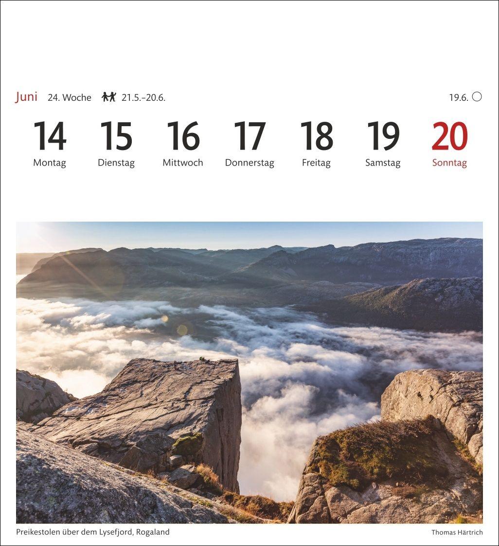 Beispielinhalt (Bild) Norwegen Sehnsuchtskalender 2027 - Wochenkalender mit 53 Postkarten