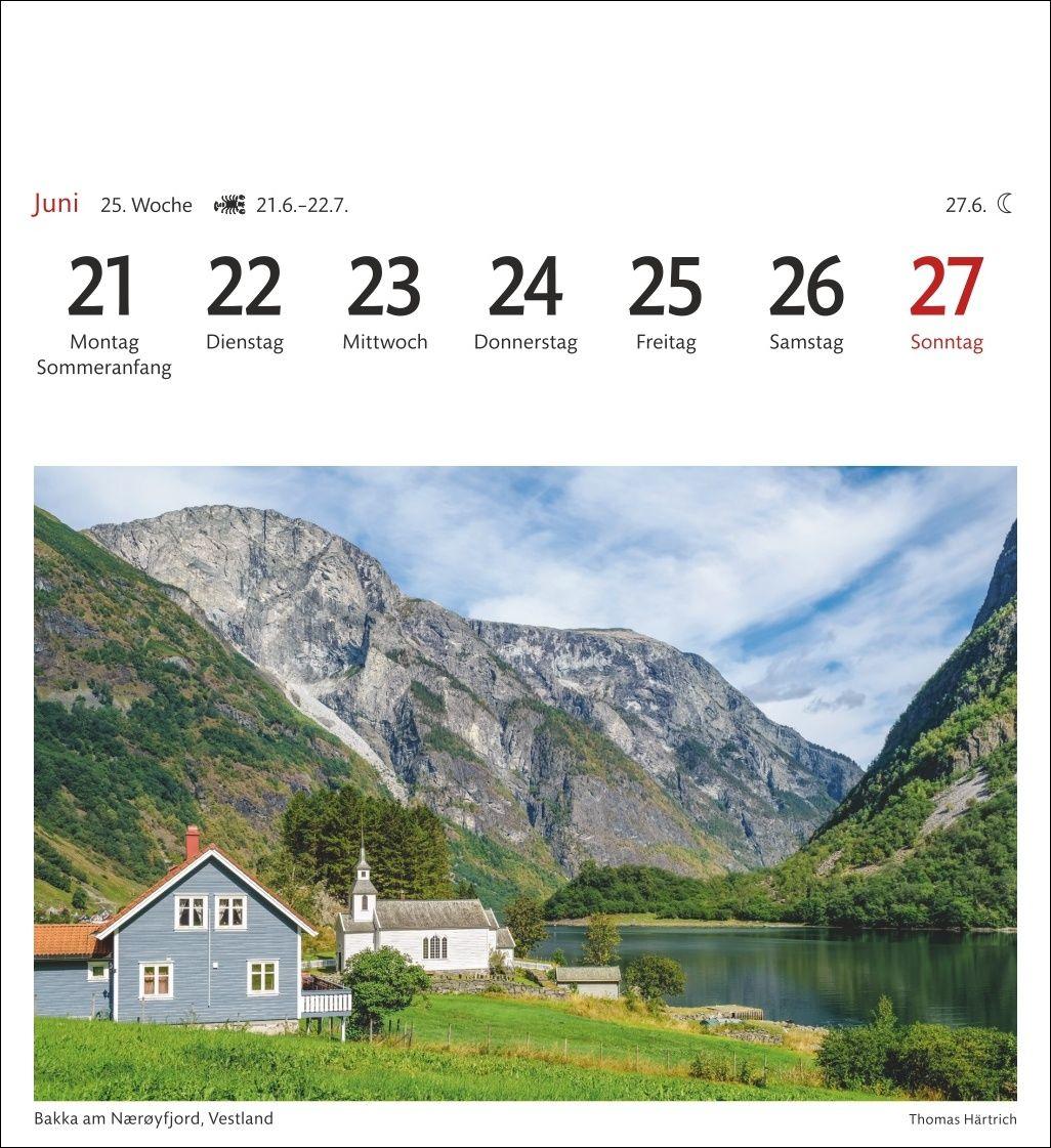 Beispielinhalt (Bild) Norwegen Sehnsuchtskalender 2027 - Wochenkalender mit 53 Postkarten
