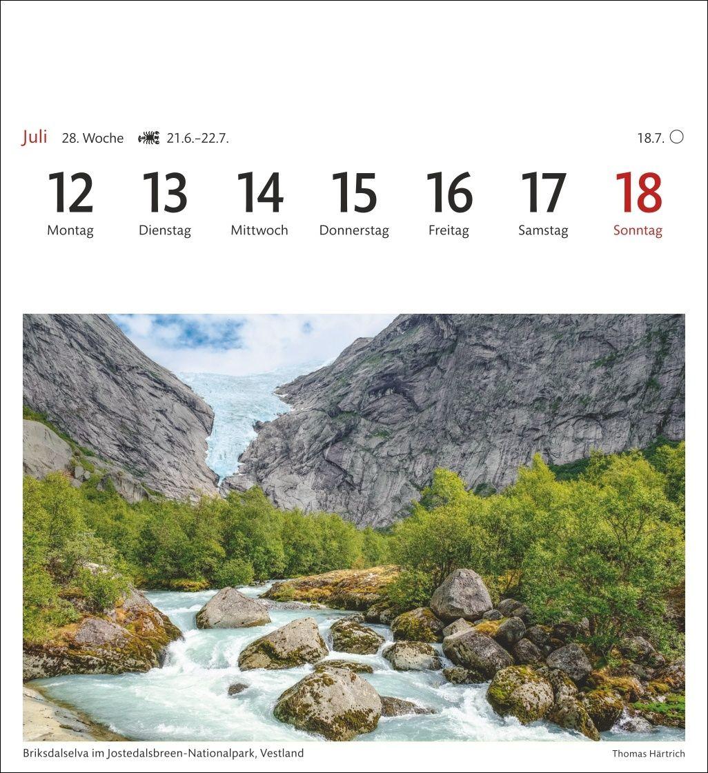 Beispielinhalt (Bild) Norwegen Sehnsuchtskalender 2027 - Wochenkalender mit 53 Postkarten