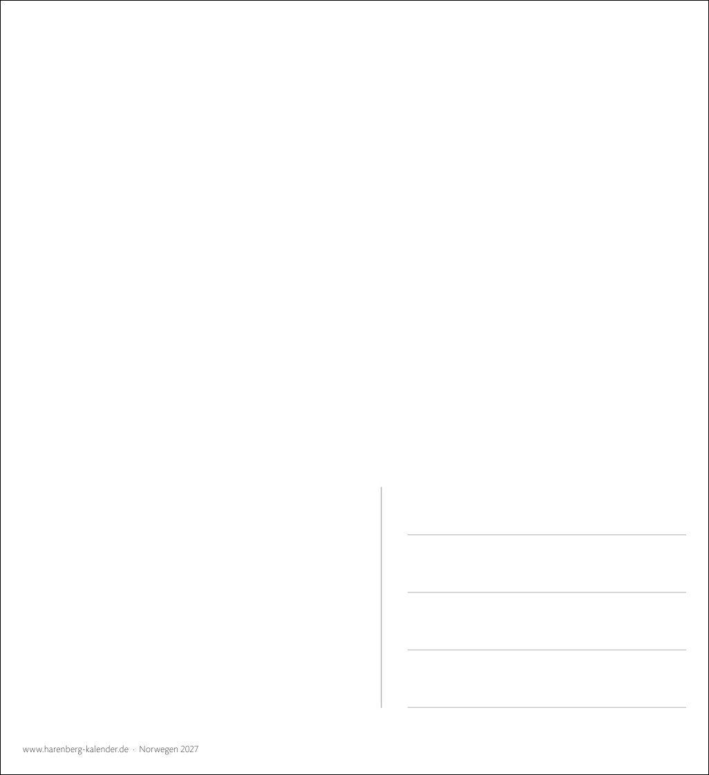 Beispielinhalt (Bild) Norwegen Sehnsuchtskalender 2027 - Wochenkalender mit 53 Postkarten