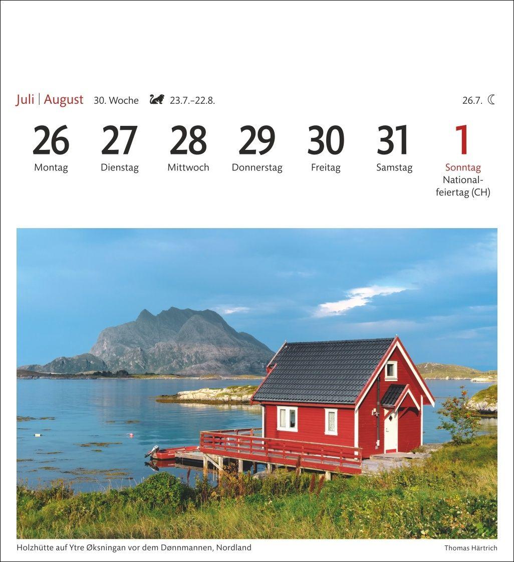 Beispielinhalt (Bild) Norwegen Sehnsuchtskalender 2027 - Wochenkalender mit 53 Postkarten