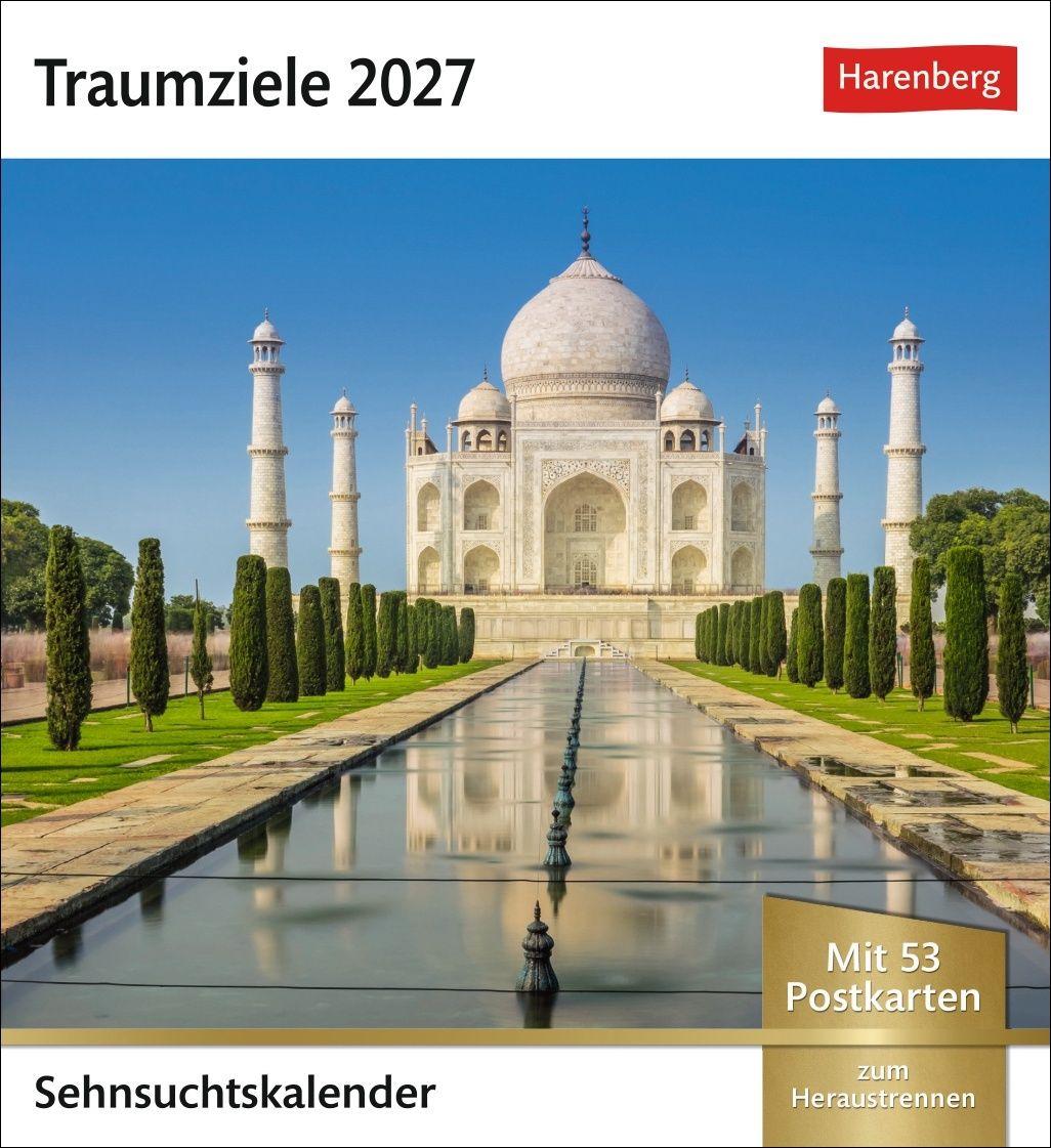Vorderes Coverbild Traumziele Sehnsuchtskalender 2027 - Wochenkalender mit 53 Postkarten