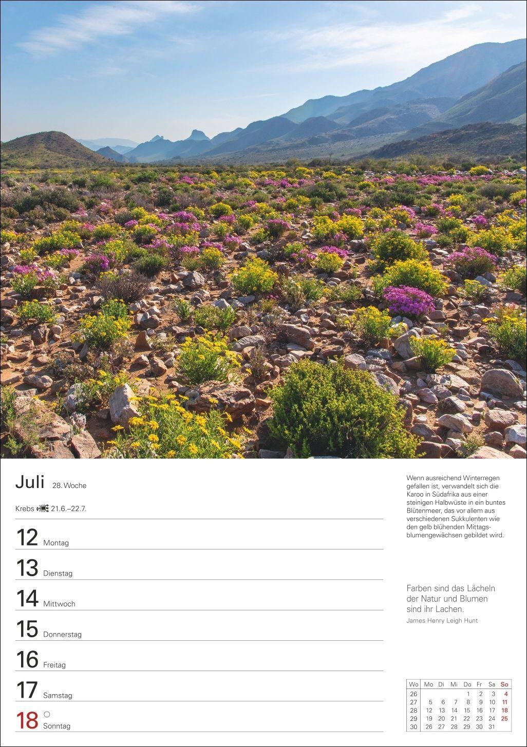 Beispielinhalt (Bild) Wunder der Natur Wochenplaner 2027 - 53 faszinierende Fotografien