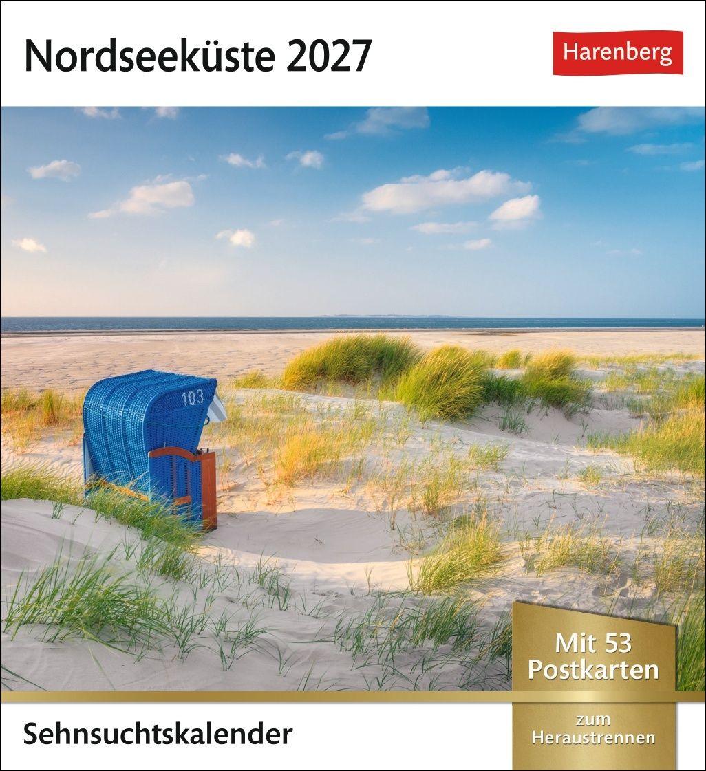 Vorderes Coverbild Nordseeküste Sehnsuchtskalender 2027 - Wochenkalender mit 53 Postkarten