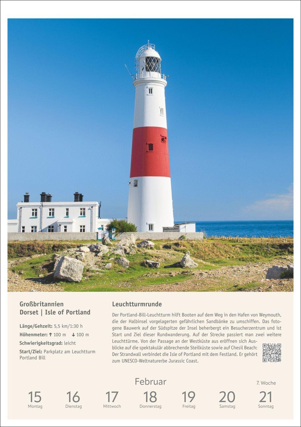 Beispielinhalt (Bild) Wanderlust Wochen-Kulturkalender 2027 - 53 Touren von der Küste bis zu den Alpen