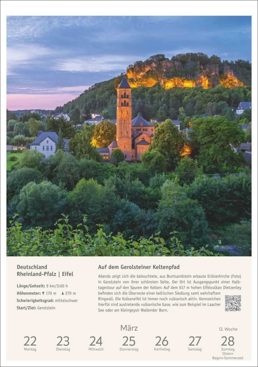 Beispielinhalt (Bild) Wanderlust Wochen-Kulturkalender 2027 - 53 Touren von der Küste bis zu den Alpen